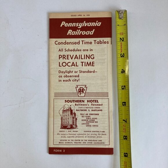 Vintage 1959 Pennsylvania Railroad Condensed Time Tables 4/26/1959 Railway Train - Picture 2 of 6